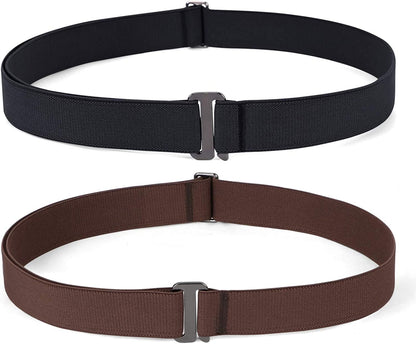 JASGOOD Women No Show Stretch Belt Invisible Elastic Web Strap Belt with Flat Buckle for Jeans Pants Dresses Apparel & Accessories > Clothing Accessories > Belts KYLIE MAX C-black+coffee-guncolor Buckle Suit for US Size 16+ 