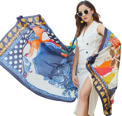 DANA XU Long Silk Fashion Oblong Floral Oversize Soft Scarf Wedding Shawls Beach Wraps Bandana Scarves for Women Apparel & Accessories > Clothing Accessories > Scarves & Shawls DANA XU 18 Multicolor  