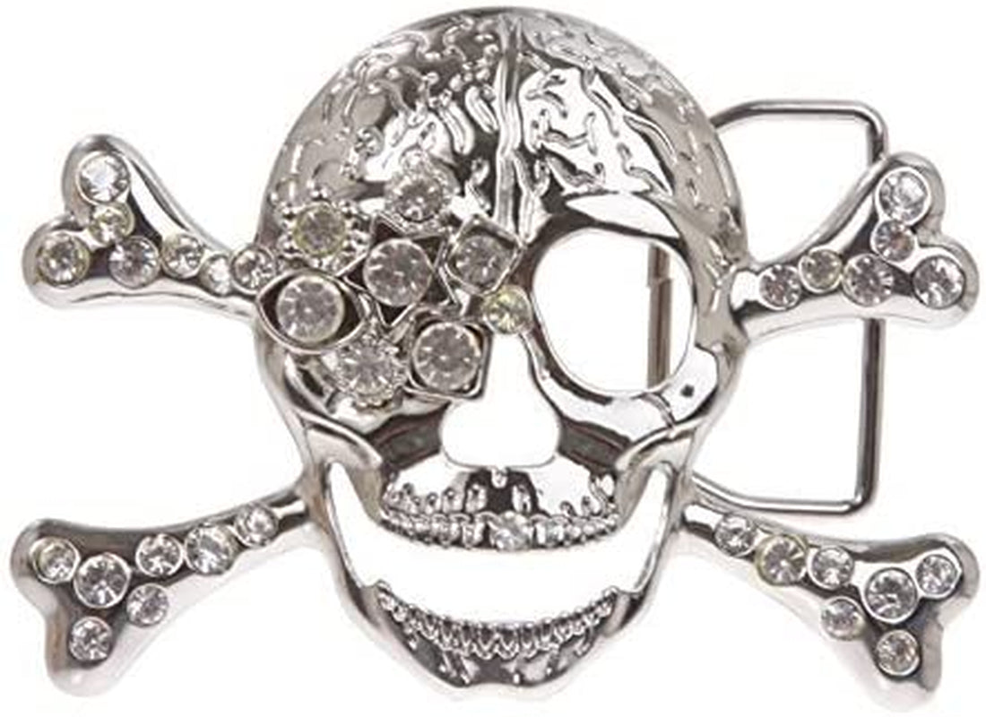 Rhinestone Skull & Crossbones Pirate Belt Buckle Apparel & Accessories > Clothing Accessories > Belt Buckles Beltiscool Clear  