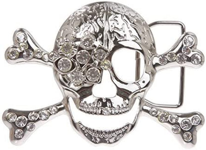 Rhinestone Skull & Crossbones Pirate Belt Buckle Apparel & Accessories > Clothing Accessories > Belt Buckles Beltiscool Clear  
