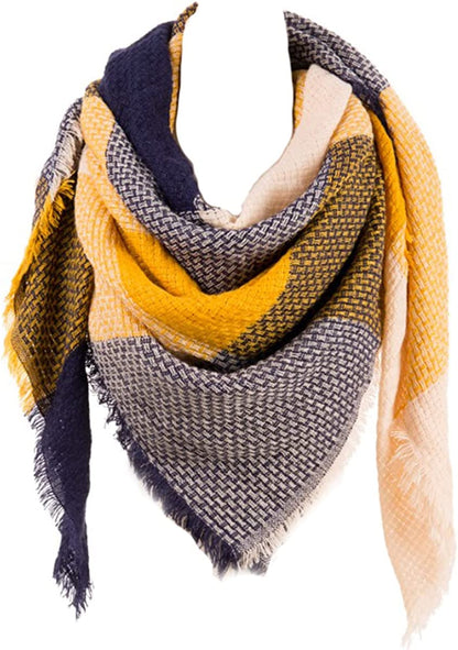 Neal LINK Women'S Plaid Scarf Blanket Wrap Warm Tartan Checked Shawl Tartan Scarves Pashmina Cape Apparel & Accessories > Clothing Accessories > Scarves & Shawls Neal LINK Blue Grey  