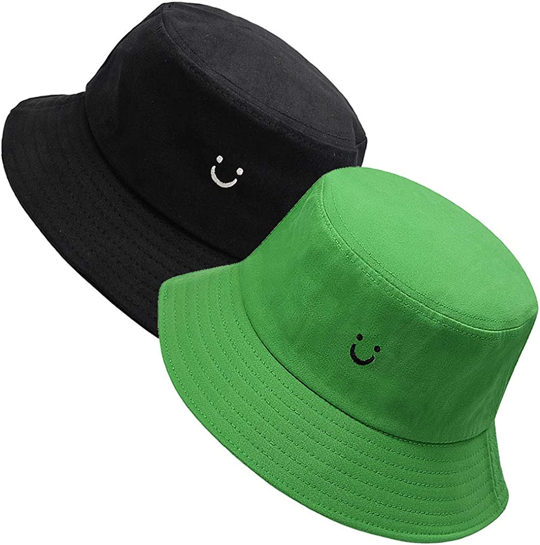 Maxnova Bucket Hats Summer Travel Beach Sun Hat Outdoor Cap Unisex 2Pack Apparel & Accessories > Clothing Accessories > Hats MaxNova 2pack Black/Kelly Green  