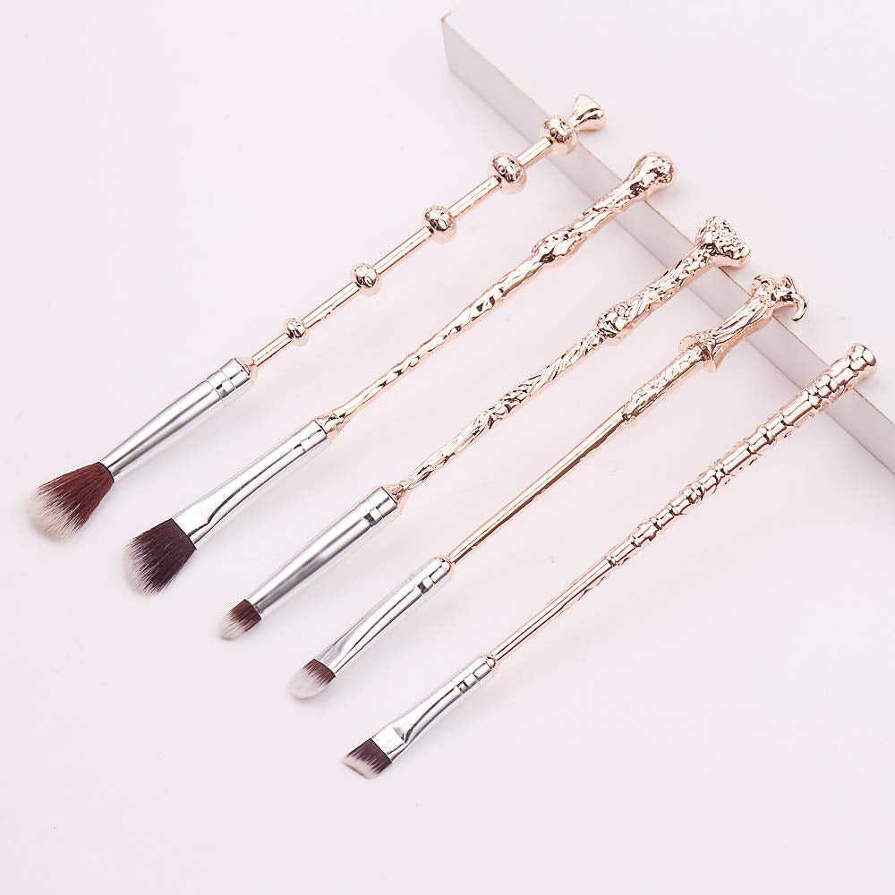 Magic Wand Makeup Brushes Set - 5Pcs Wizard Wand Makeup Brushes Foundation Blending Blush Eyeshadow Face Lip Powder Brush Beauty Tools (Rose Gold) Health & Beauty > Personal Care > Cosmetics > Cosmetic Tools > Makeup Tools rongji jewelry   