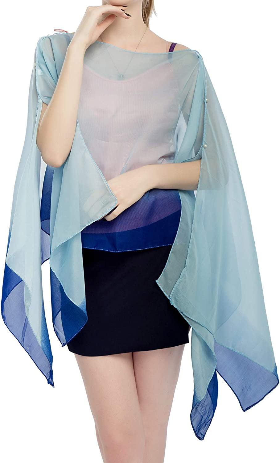 Women'S Chiffon Scarve Shawls Wraps Qunsia Floral Poncho Bikini Cover up Tops Apparel & Accessories > Clothing Accessories > Scarves & Shawls Qunsia   