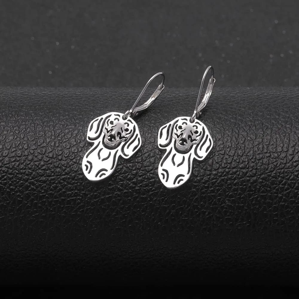 Dachshund Dog Drop Dangle Earrings and Necklace Set for Girls Women by Sterling Silver Cute Puppy Pet Jewelry