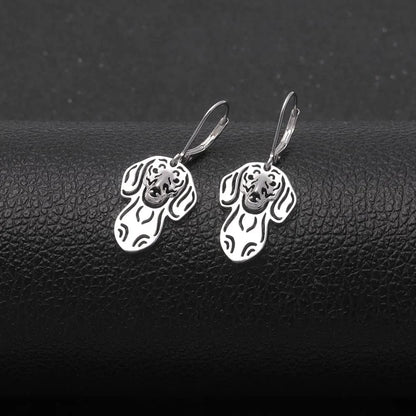 Dachshund Dog Drop Dangle Earrings and Necklace Set for Girls Women by Sterling Silver Cute Puppy Pet Jewelry