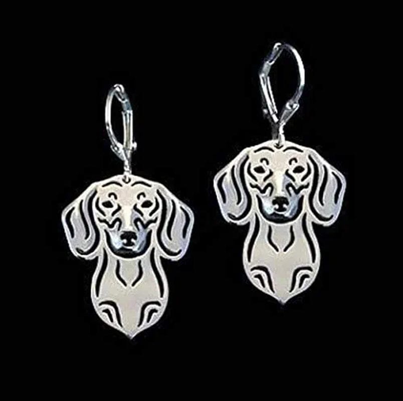 Dachshund Dog Drop Dangle Earrings and Necklace Set for Girls Women by Sterling Silver Cute Puppy Pet Jewelry