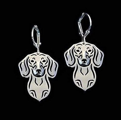 Dachshund Dog Drop Dangle Earrings and Necklace Set for Girls Women by Sterling Silver Cute Puppy Pet Jewelry