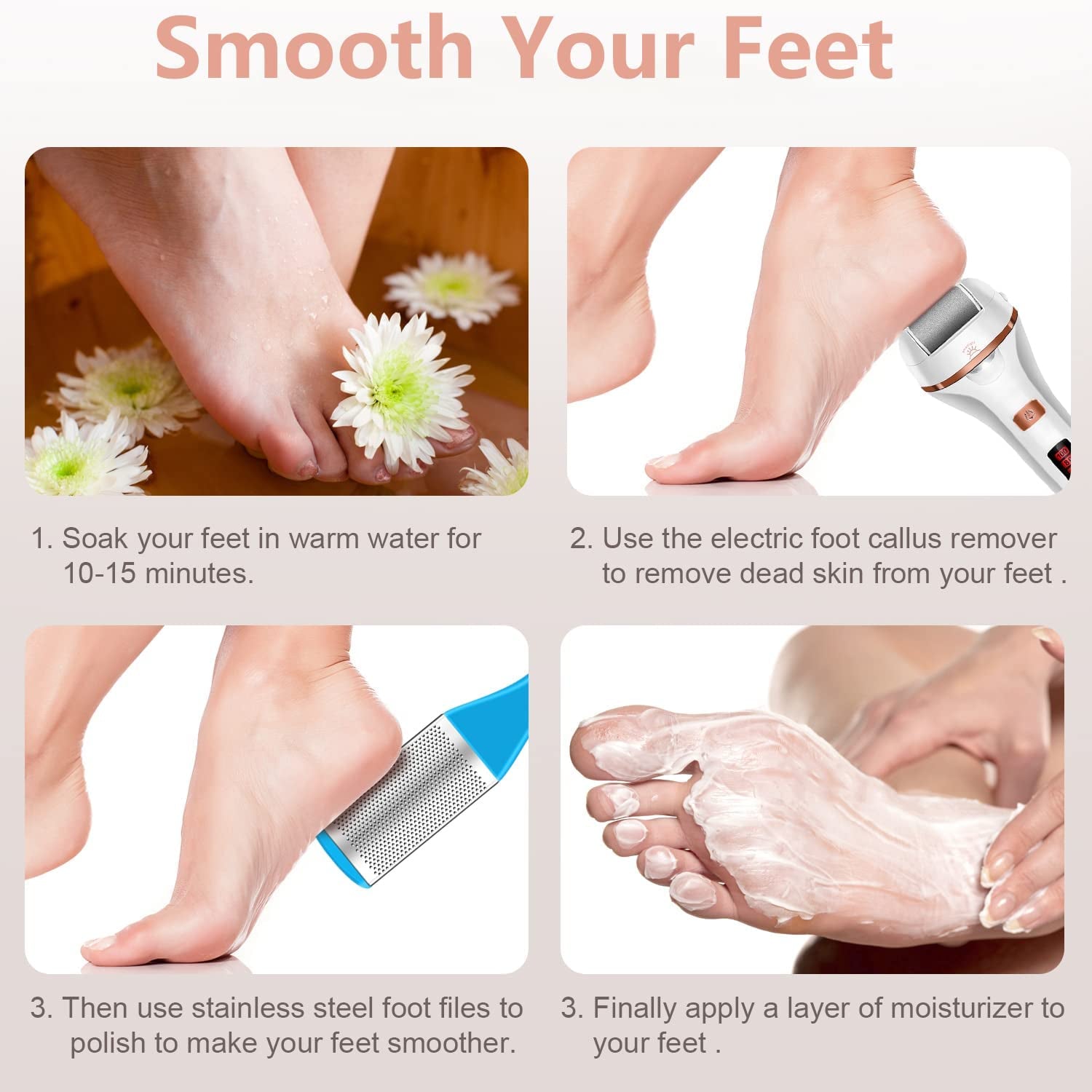 Electric Callus Remover for Feet, Rechargeable Foot Callus Remover Electric Pedicure Foot File, Foot Scrubber Dead Skin Remover Foot Care Kit Professional Pedicure Tools with 2 Speed/Lcd Display Health & Beauty > Personal Care > Foot Care AOMEES   