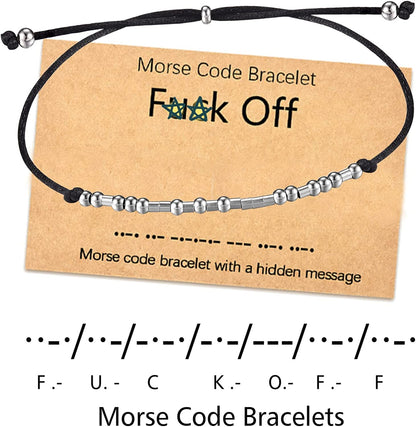 Tarsus Fuck off Morse Code Bracelets Dainty Jewelry Gifts for Women Men Best Friend Apparel & Accessories > Jewelry > Bracelets R&H Jewelry   
