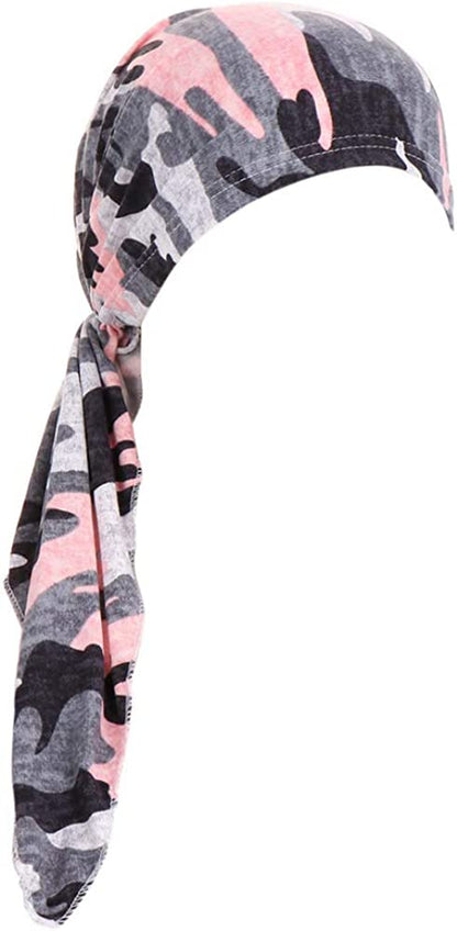 Fxhixiy Pre-Tied Bandana Turban Hat Chemo Cancer Headscarf Headwraps Headwear for Women Hair Cover Hat Apparel & Accessories > Clothing Accessories > Bandanas & Headties Fxhixiy Pink Camouflage  