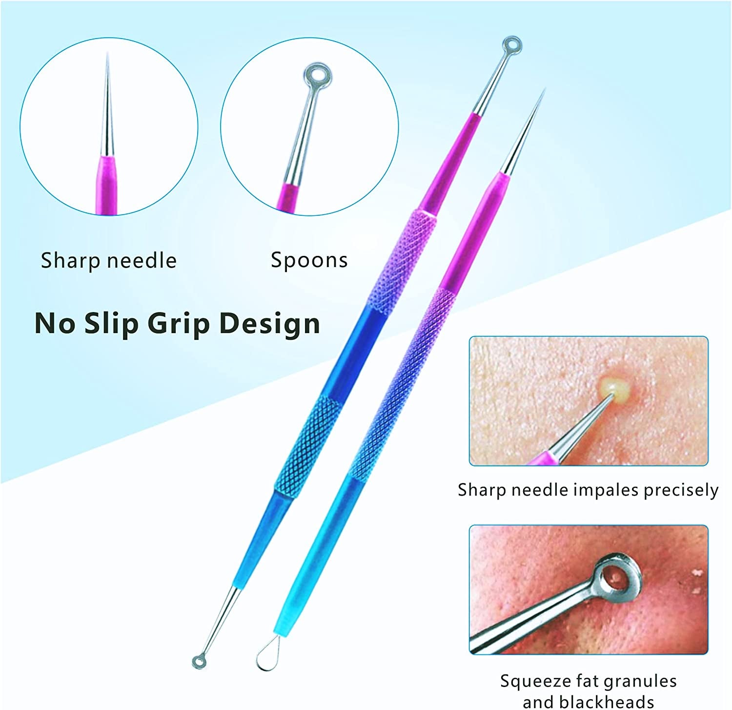 Blackhead Remover Extractor Tool, Ybaoo 10 Pcs Professional Surgical Pimple Popper Tool Kit with Metal Case for Quick and Easy Removal of Blackheads,Pimples,Zit Removing,Facial and Nose(Colorful) Health & Beauty > Personal Care > Cosmetics > Cosmetic Tools > Skin Care Tools Ybaoo   