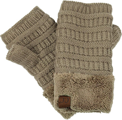 C.C Women'S Warm Knit Fingerless Half Finger Fleece Lined Winter Gloves Apparel & Accessories > Clothing Accessories > Gloves & Mittens C.C Taupe  