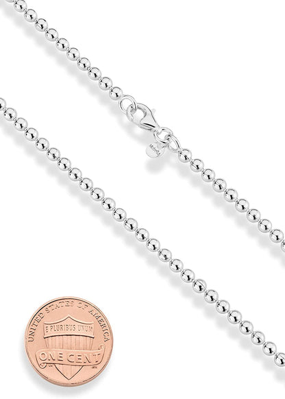 Miabella 925 Sterling Silver 3Mm round Bead Ball Chain Anklet Ankle Bracelet for Women Teen Girls, Jewelry Made in Italy Apparel & Accessories > Jewelry > Anklets Miabella   