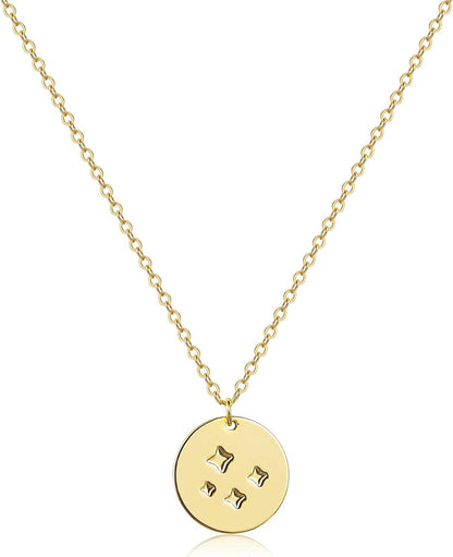 Dainty Weather Necklaces for Women, 14K Gold Plated Personalized Disc Rainbow Sun Star Moon Wave Compass Lightning Pendant for Women NK-Star 4