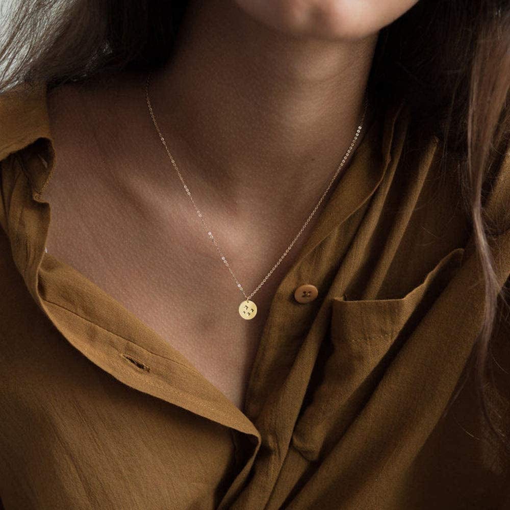 Dainty Weather Necklaces for Women, 14K Gold Plated Personalized Disc Rainbow Sun Star Moon Wave Compass Lightning Pendant for Women