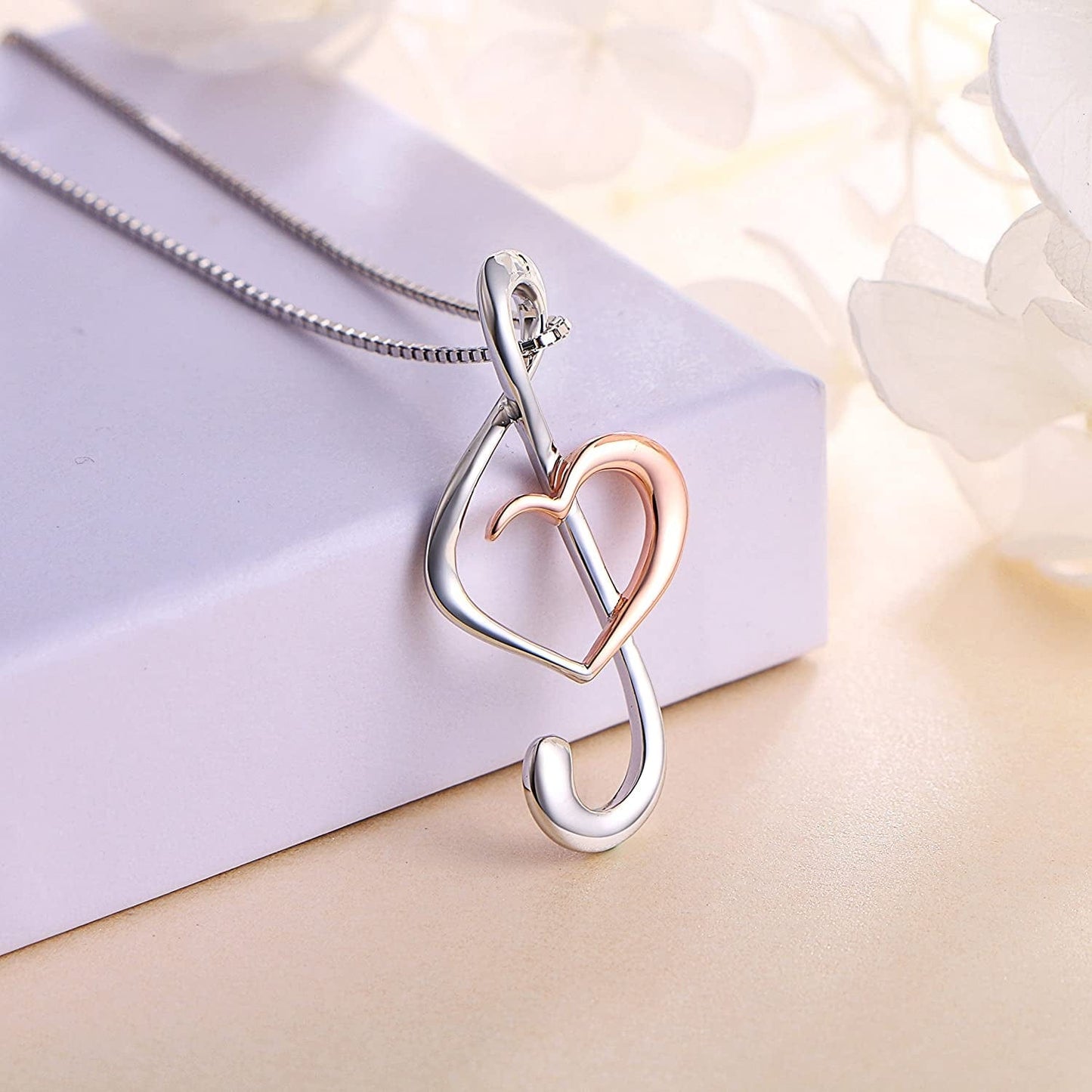 DAOCHONG (Musical Note Necklace Pendant) 925 Sterling Silver Jewelry for Women Teen Girls, 18 Inch