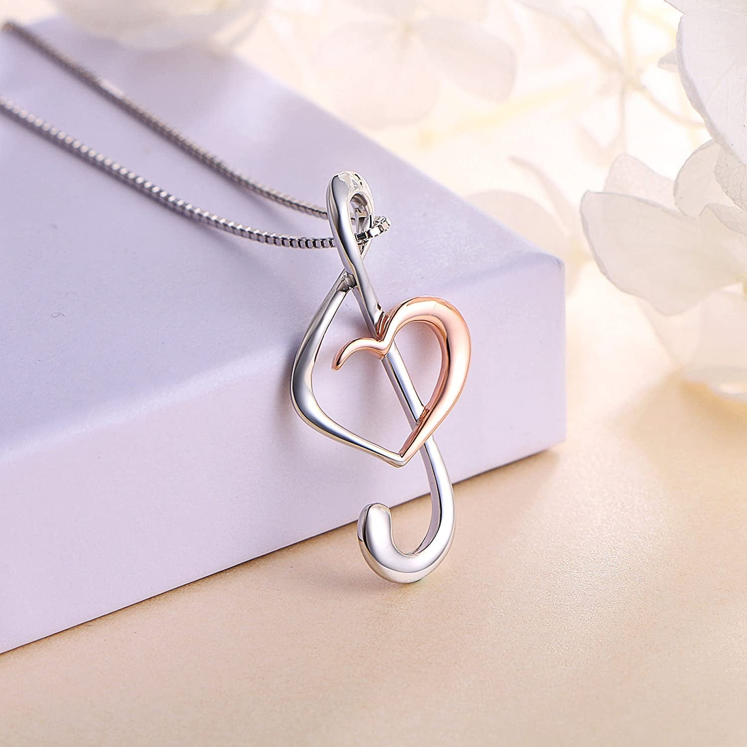 DAOCHONG (Musical Note Necklace Pendant) 925 Sterling Silver Jewelry for Women Teen Girls, 18 Inch