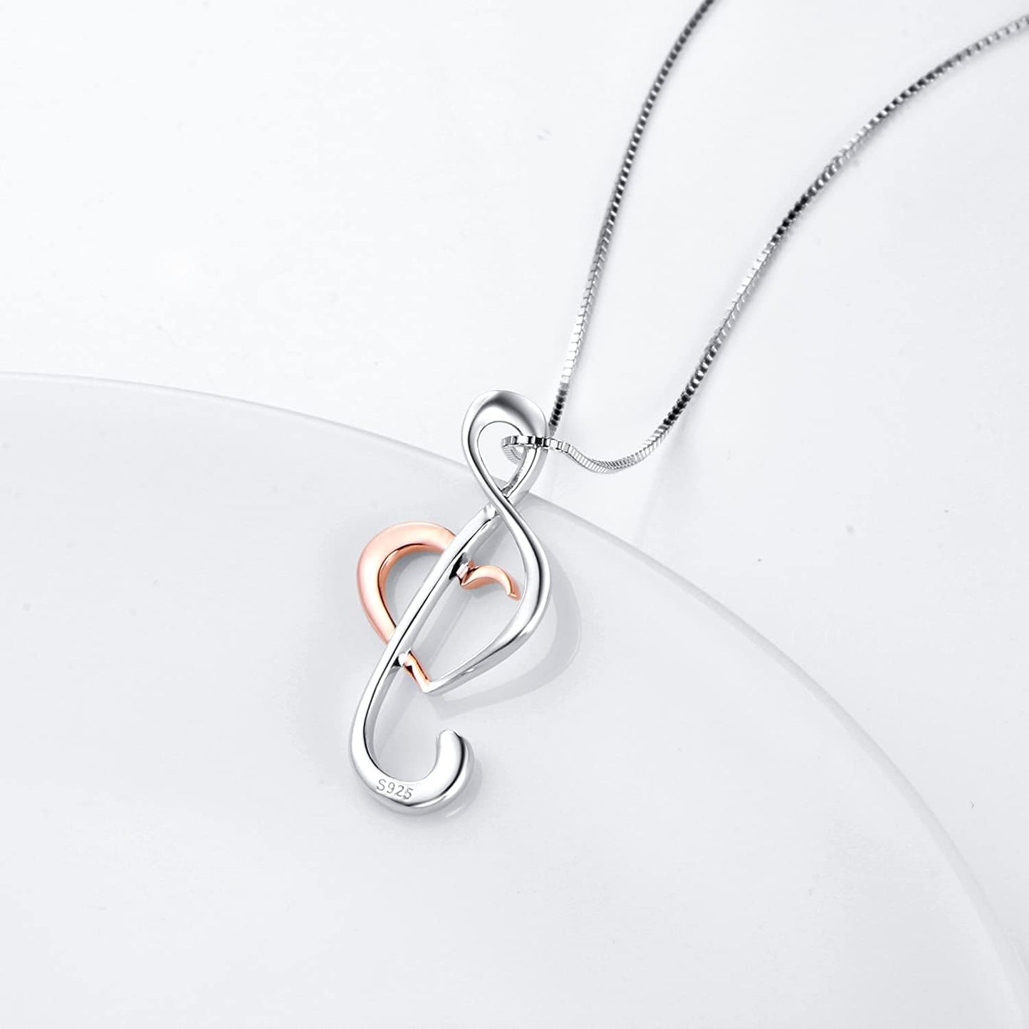 DAOCHONG (Musical Note Necklace Pendant) 925 Sterling Silver Jewelry for Women Teen Girls, 18 Inch
