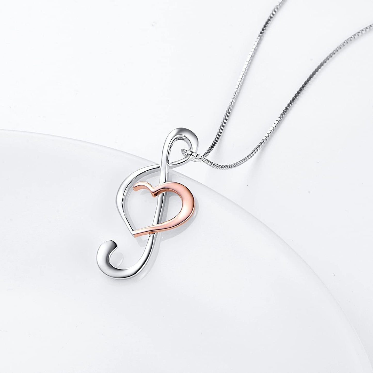 DAOCHONG (Musical Note Necklace Pendant) 925 Sterling Silver Jewelry for Women Teen Girls, 18 Inch