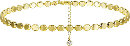 Kyerlyn Dainty Simple Chain Anklet for Women 18K Gold/Silver Plated Summer Beach Beaded Evil Eye Moon Figaro Butterfly Satellite Cuban Pearl Flat Marina Anklet Gift Apparel & Accessories > Jewelry > Anklets Kyerlyn Dot-GD  