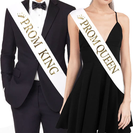 Ttcorock"Prom King" And"Prom Queen" Sashes - Graduation Party School Party Accessories, White with Gold Print Apparel & Accessories > Clothing Accessories > Sashes TTCOROCK   