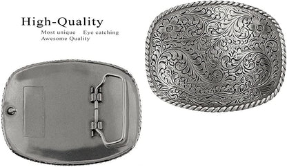 Western Antique Floral Engraved Rope Edge Design Belt Buckle Fits 1-1/2"(38Mm) Wide Belt Apparel & Accessories > Clothing Accessories > Belt Buckles Belts.com   