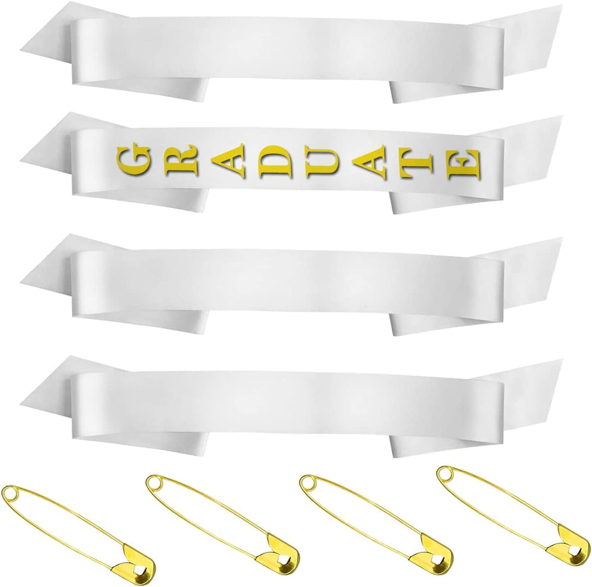 Timnod 4 Pack Premium White Blank Satin Sash , Plain Sash , Pageant Sash , DIY Sash for Party Decorations, Wedding ,Halloween , Etc ( 4 Pins Included ) (White) Apparel & Accessories > Clothing Accessories > Sashes Timnod   