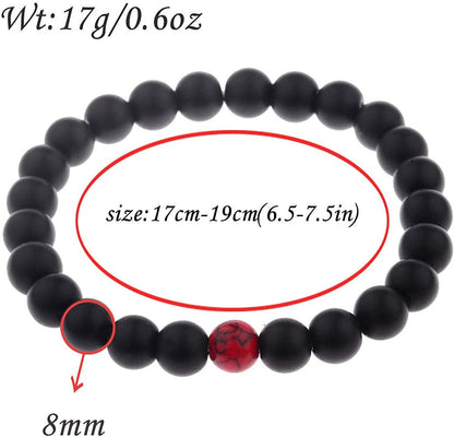 CNLQ Long Distance Bracelets for Lovers Couples Matching Gift Matte Agate 8Mm Bead Stone (Elastic Red) Apparel & Accessories > Jewelry > Bracelets LeZisuIre   