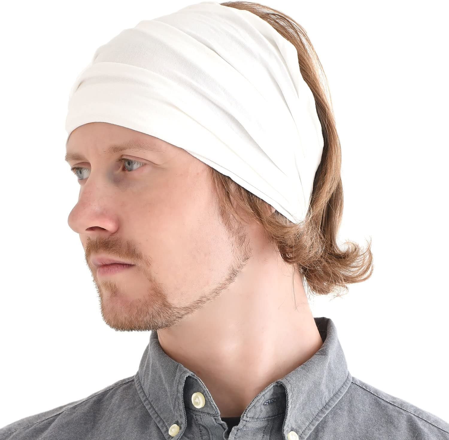 CCHARM Headband Bandana Japanese Style - Mens Head Wrap Womens Hair Band by Casualbox Apparel & Accessories > Clothing Accessories > Bandanas & Headties CCHARM White Large 