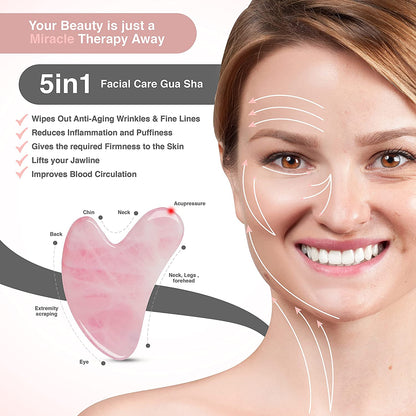 Guasha Tool for Face - Rose Quartz Gua Sha Facial Tools for Face & Body SPA - Heart Shape Gua Sha Massage Scrapper Tool, Real Natural Gua Sha Jade Stone for Treatment to Relieve Muscles Tension Health & Beauty > Personal Care > Cosmetics > Cosmetic Tools > Skin Care Tools RFAQK   