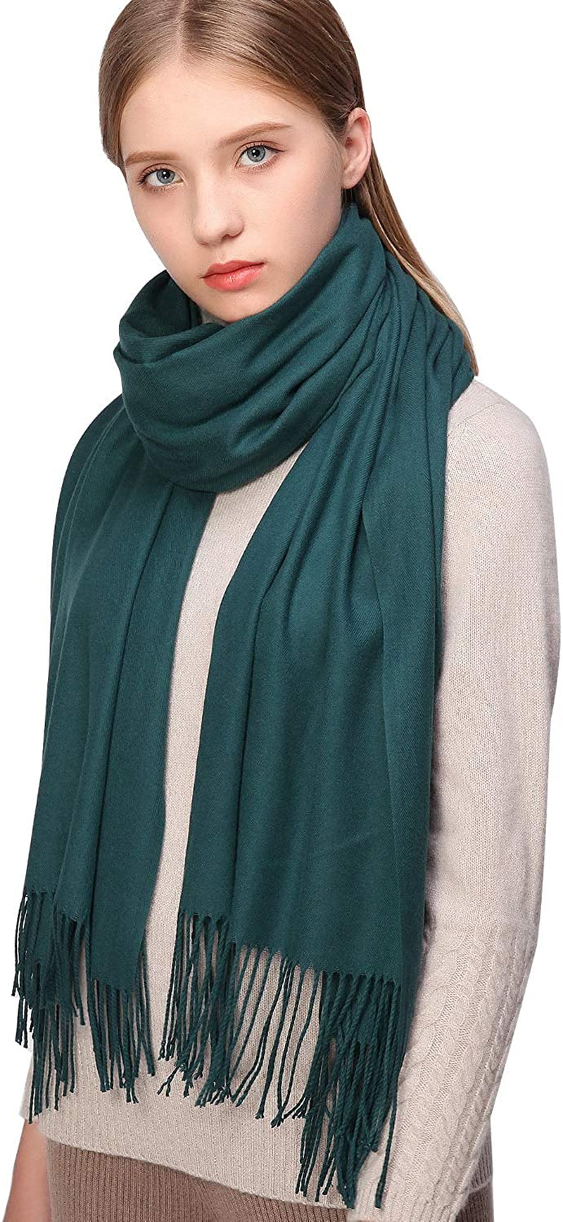 RIIQIICHY Women'S Scarf Pashmina Shawls and Wraps for Evening Dress Bridesmaid Wedding Bridal Winter Warm Long Large Scarves Apparel & Accessories > Clothing Accessories > Scarves & Shawls RIIQIICHY Green  