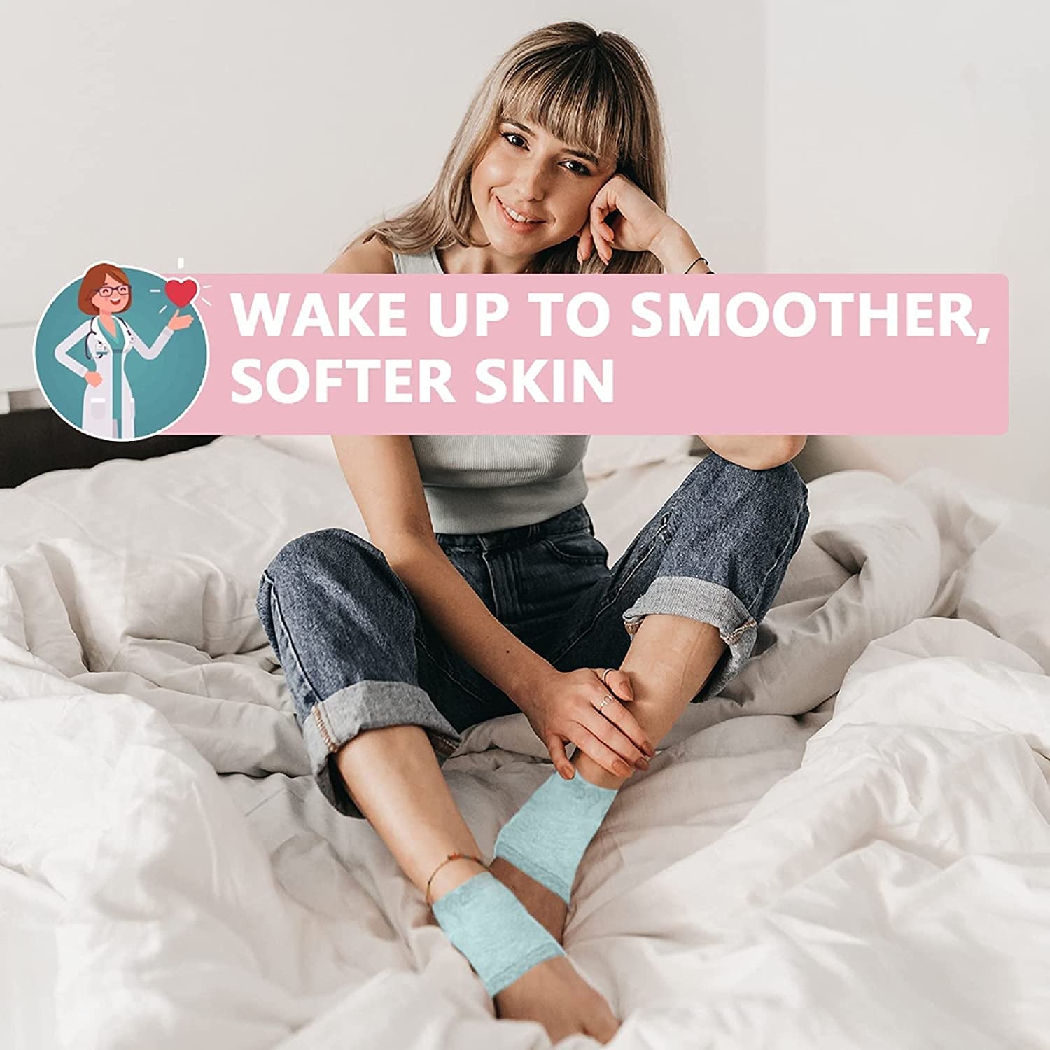 Moisturizing Heel Gel Socks - Heal Dry Cracked Dead Skin Foot Care Softener Pedicure Spa Sock Set | 4 Pairs Soft Silicone Lotion Ankle Sleeves to Repair Eczema Callus Rough Pain Relief Treatment Health & Beauty > Personal Care > Foot Care YOTURO   