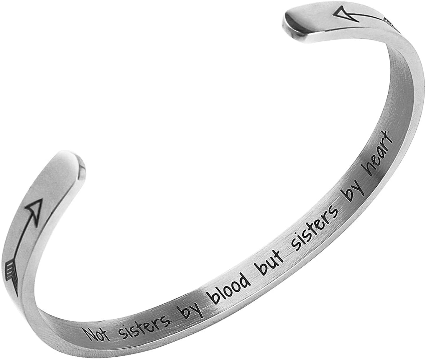 Inspirational Cuff Bracelets for Women Mantra Cuff Bangle Engraving Stainless Steel Funny Inspirational Jewelry Gifts for Best Friend, Sister, Mom, Daughter, Son, Niece Birthday Present Apparel & Accessories > Jewelry > Bracelets liforlove Not Sister By Blood Bracelet - Silver  