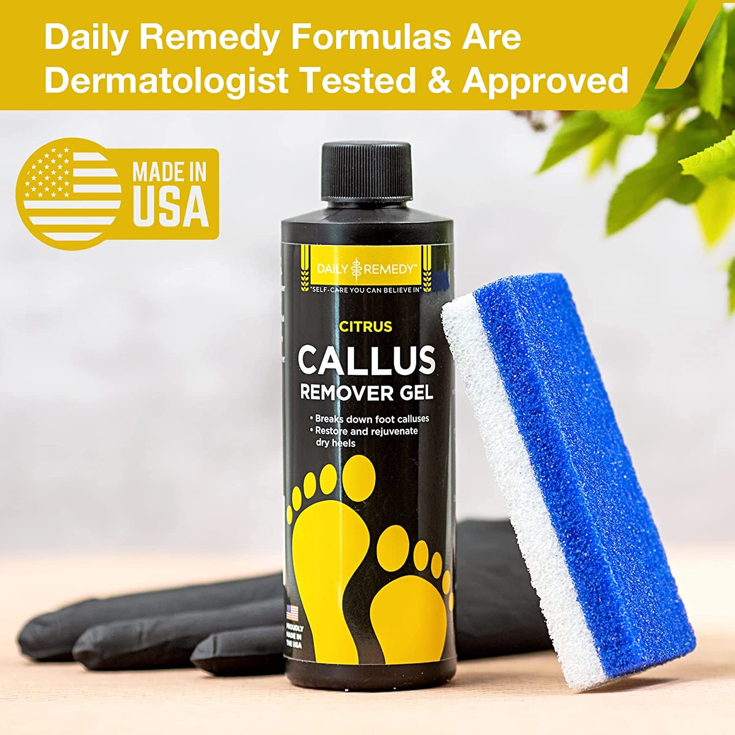Daily Remedy Citrus Detox Callus Remover Gel & Pumice Stone for Feet - Extra Strength Professional Scrubber, Remove Tough Calluses, Dead Skin, Dry Cracked Heels - Home Pedicure Products for Feet Health & Beauty > Personal Care > Foot Care DAILY REMEDY   