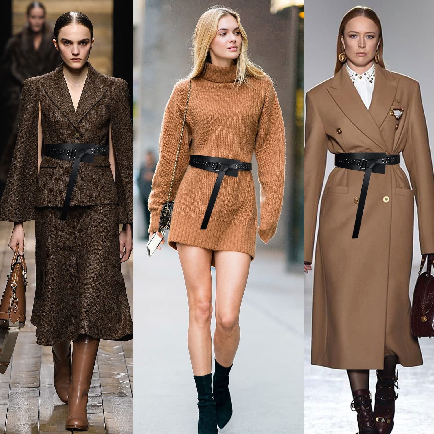 FIORETTO Womens Dress Belt Wide Black Fashion Studded Belts Apparel & Accessories > Clothing Accessories > Belts Unknown   