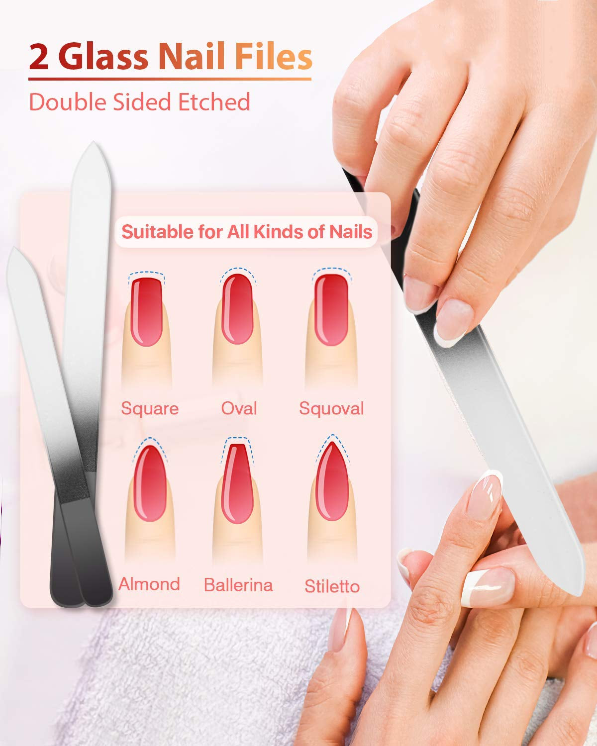 Glass Nail File and Nail Shiner, 4PC Crystal Nail File and Nano Glass Nail Buffer, Premium Set with Case, Professional Manicure Tool Fingernail Czech File for Natural Nail, Gift for Women and Girls Health & Beauty > Personal Care > Cosmetics > Cosmetic Tools > Nail Tools HealPure   