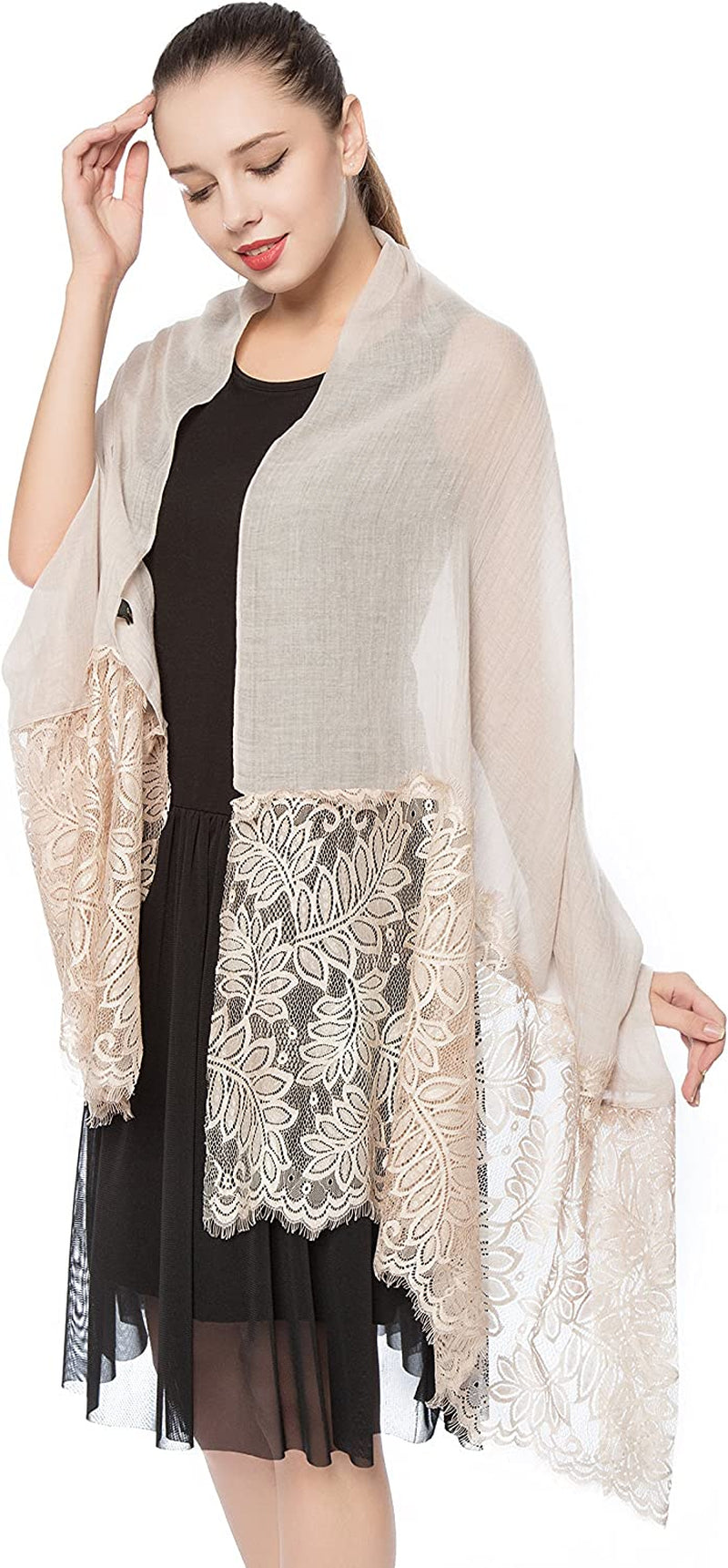 Women Lightweight Fashion Lace Scarf Solid Color Wrap Shawl Gzcvba Soft Evening Coverup Apparel & Accessories > Clothing Accessories > Scarves & Shawls Gzcvba   