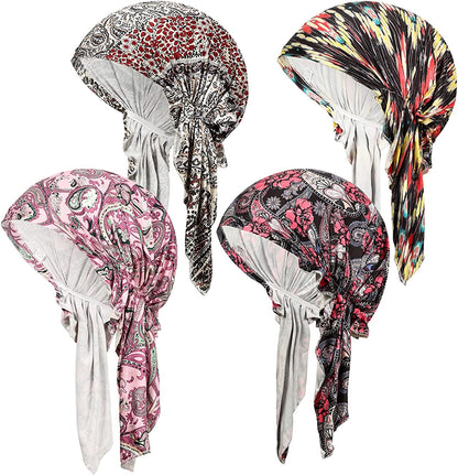 Summer Chemo Scarf Lightweight Silky Beanie Ruffle Cap Cancer Headwear for Womens Apparel & Accessories > Clothing Accessories > Headwear DancMolly Style J  