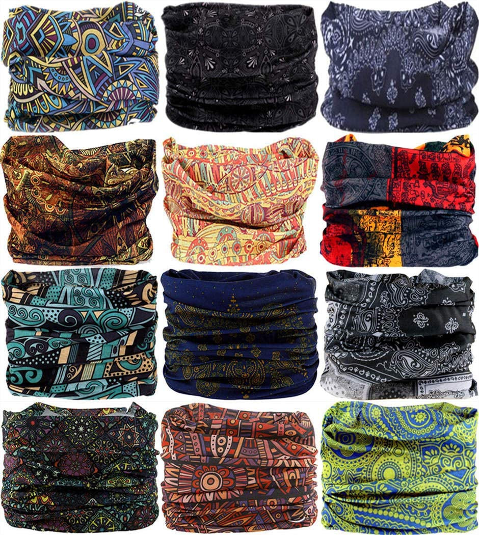 VANCROWN Headband Neck Gaiter Head Wrap Headwear Face Mask Magic Scarf Bandana for Men and Women Apparel & Accessories > Clothing Accessories > Headwear VANCROWN 12PCS.Totems 2  