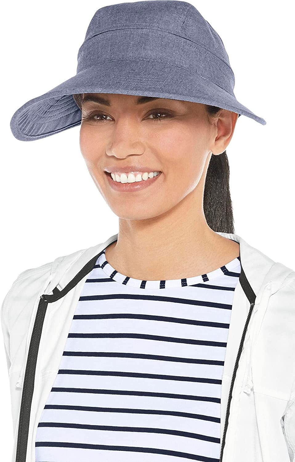 Coolibar UPF 50+ Women'S Bel Aire Zip-Off Sun Visor - Sun Protective Apparel & Accessories > Clothing Accessories > Hats Coolibar Denim Blue Chambray One Size 