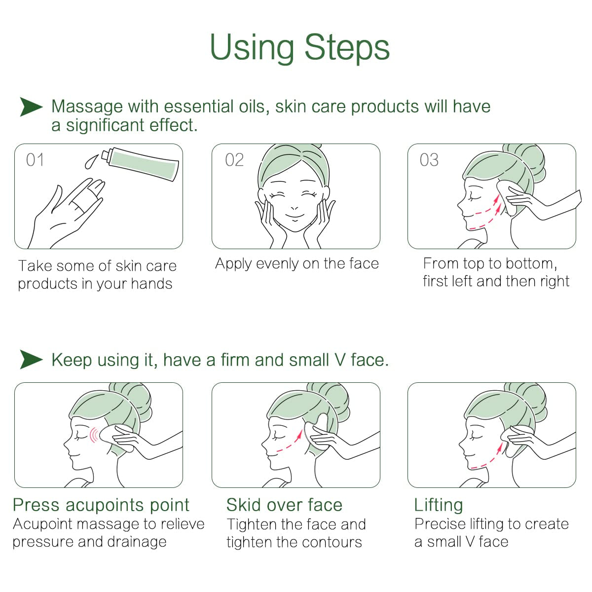Gua Sha Facial Tools Stone Massage Guasha Tool for Face - by FUANKANG (Green) Health & Beauty > Personal Care > Cosmetics > Cosmetic Tools > Skin Care Tools FUANKANG   