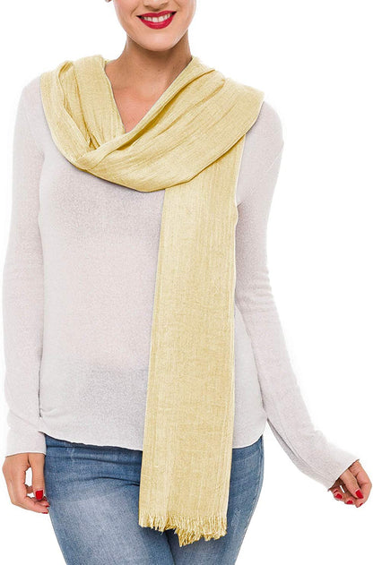 Scarfs for Women Fashion Lightweight Solid Colors Wrap Shawl for Fall Winter Apparel & Accessories > Clothing Accessories > Scarves & Shawls MIMOSITO 2 Fringed Edges, Yellow  