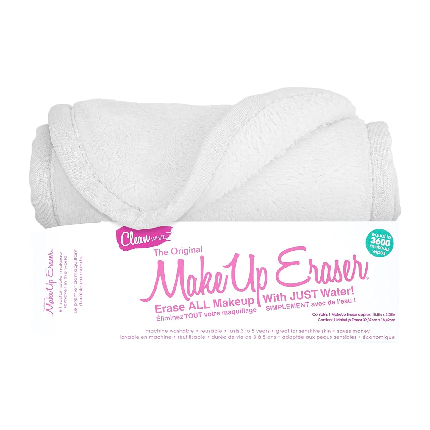 Makeup Eraser, Erase All Makeup with Just Water, Including Waterproof Mascara, Eyeliner, Foundation, Lipstick and More Health & Beauty > Personal Care > Cosmetics > Cosmetic Tools > Makeup Tools Makeup Eraser Clean White  