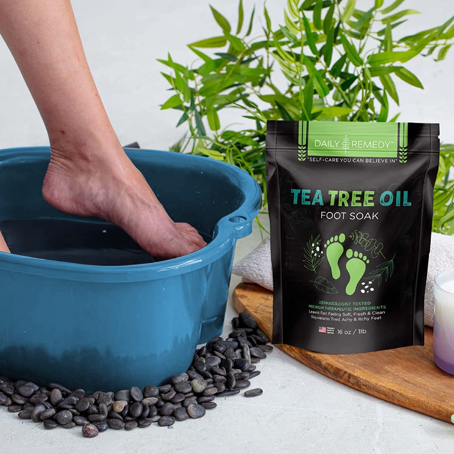 Tea Tree Oil Foot Soak with Epsom Salt - Made in USA - for Toenail Irritations, Athletes Foot, Stubborn Foot Odor Scent, Softens Calluses & Soothes Sore Tired Feet - 2 PACK Health & Beauty > Personal Care > Foot Care DAILY REMEDY   