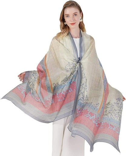 DANA XU Women'S Mulberry Satin Silk Fashion Summer Shawls Large Size Floral Scarf Oversize Soft Wraps for Evening Dresses Apparel & Accessories > Clothing Accessories > Scarves & Shawls DANA XU 13 Multicolor  