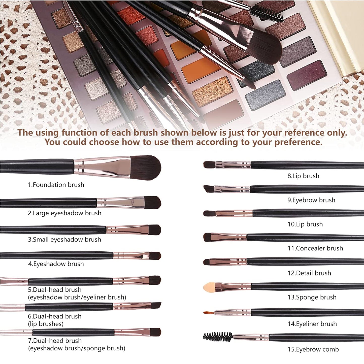 UCANBE 60 Colors Naked Eyeshadow Palette + 15Pcs Makeup Brush Set, All in One Nude Neutral Smokey Makeup Pallet with Brushes Tools, Pigmented Warm Matte Shimmer Powder Eye Shadows Cosmetic Halloween Beauty Kit Health & Beauty > Personal Care > Cosmetics > Cosmetic Tools > Makeup Tools UCANBE   