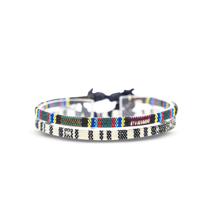 Surfer Beach Bracelet Set Men & Women - Braided Boho Summer Bracelets - Handmade Festival Jewelry - 100% Waterproof & Adjustable - Friendship Gift - Ethnic Hippie Style (Black & Ruby Red) Apparel & Accessories > Jewelry > Bracelets Made by Nami White & Aztec  