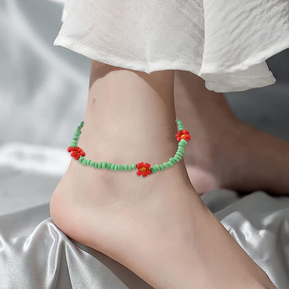 Cute Beaded Anklets for Women Colorful Flower Charm Surfer Ankle Bracelets Stretchy Water-Proof Boho Beach Jewelry for Teen Girls Mom Birthday (D, One Size) Apparel & Accessories > Jewelry > Anklets Generic   