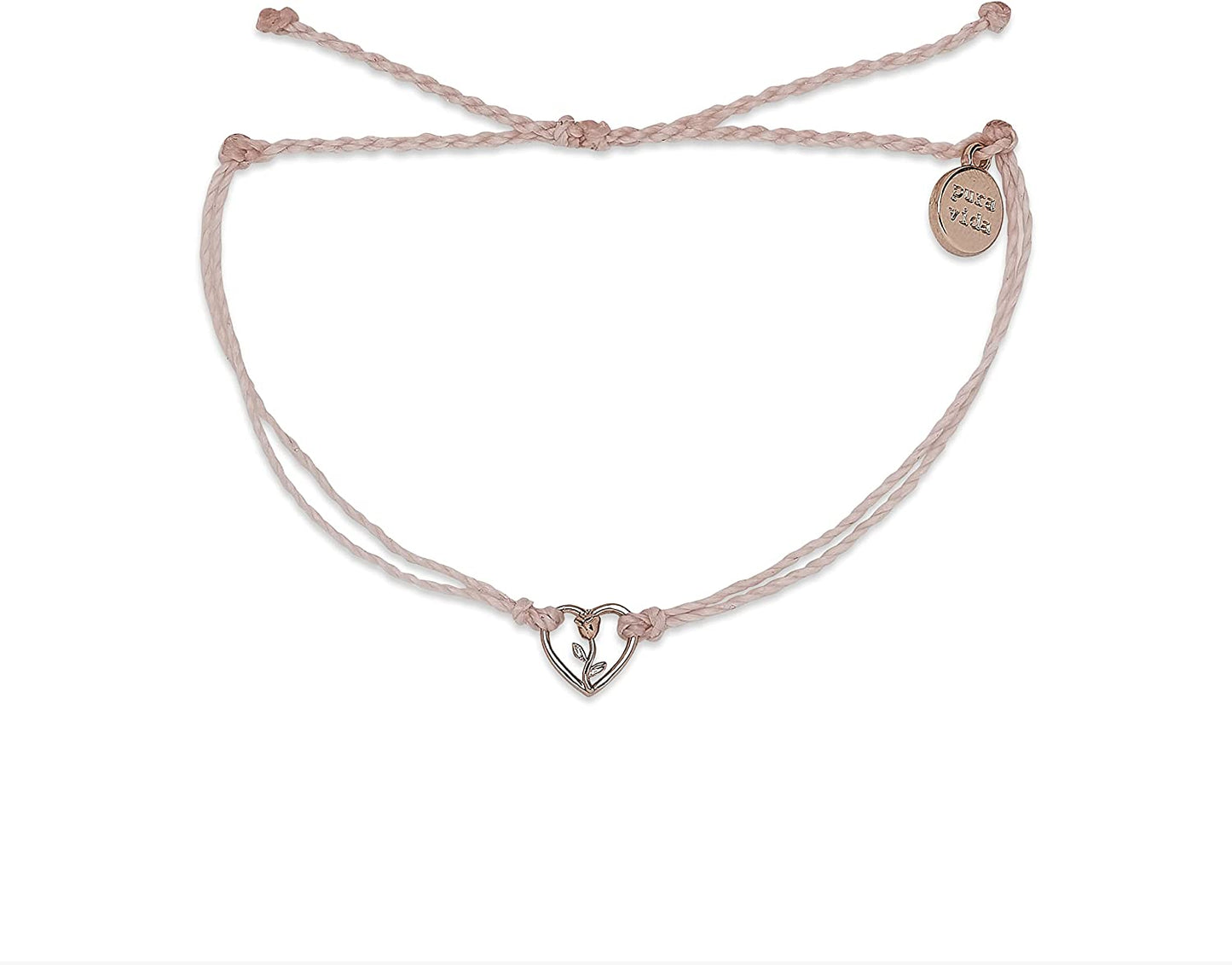 Pura Vida Rose Gold-Plated Disney Belle Rose Heart Bracelet - Adjustable Band, Brand Charm - Baby Pink Apparel & Accessories > Jewelry > Bracelets Pura Vida   